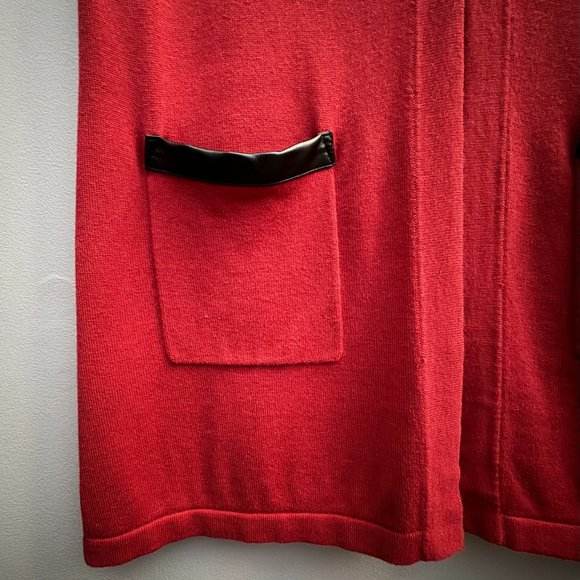 Joan Rivers Boyfriend Sweater Vest with Faux Leather Detail - Small - Picture 3 of 7